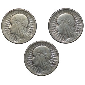 2 złote (1932-1934), Głowa kobiety, zestaw 3 sztuk