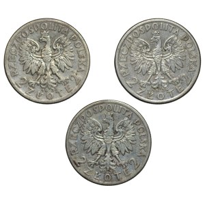 2 złote (1932-1934), Głowa kobiety, zestaw 3 sztuk