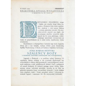 Publication brochure for the book *God's Madmen* by Zofia Kossak-Szczucka, with color illustrations by Lela Pawlikowska [1929]