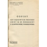 Transcripts of court records from the lawsuit filed by the Municipality of the Capital City of Warsaw regarding the Warsaw Power Plant [1936]