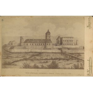 [cardboard photograph] Łowicz, S. Karpiński. The Castle of the Archbishops of Gniezno in Łowicz, based on an engraving from 1655 [ca. 1900]