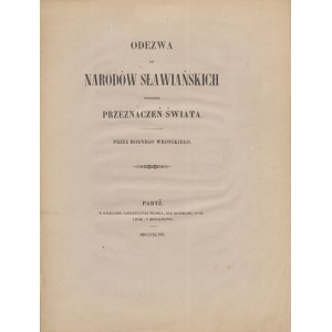 HOENE-WROŃSKI Józef – Výzva slovanským národům ohledně osudu světa [Paříž 1848]