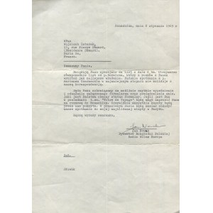 List Jana Nowaka-Jeziorańskiego do Wojciecha Luterka z 8 stycznia 1969 roku