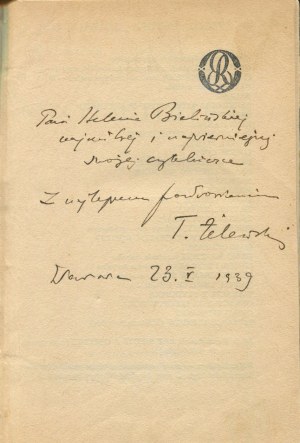 BOY-ŻELEŃSKI Tadeusz - Nieco mitologii [wydanie pierwsze 1935] [AUTOGRAF I DEDYKACJA]