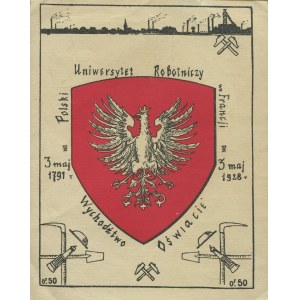 Cegiełka 50 centymów francuskich. Wychodźstwo Oświacie. Polski Uniwersytet Robotniczy we Francji, 3 maja 1928 r.