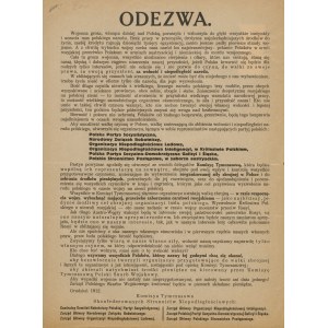 Odezwa Komisji Tymczasowej Skonfederowanych Stronnictw Niepodległościowych - wezwanie do walki zbrojnej o niepodległość Polski [1912]