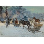 Ignacy ZYGMUNTOWICZ, MYŚLIWI PRZY SANIACH I OGNISKU