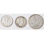 SEVEN SILVER COINS FROM THE U.S.