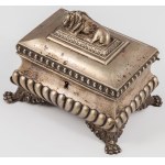 LION-DECORATED CANDY JAR, ca. 1860