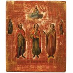 ICON, SAINTS BONIFACE, PANTALEON, AND TRYPHON, Russia, 19th century
