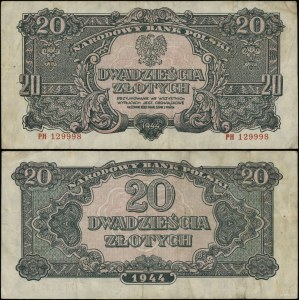 Poland, 20 zlotych, 1944, CIRCULATION, PH