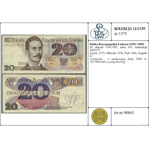 Poland, 20 zlotych, June 1, 1982, AN
