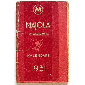 CALENDAR. [Pocket-sized]. MAJOLA Perfumery in Warsaw. Sp. s. o.o. Warsaw, 1939. Printed by Koziański Printing Works...