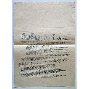 ROBOTNIK [BIALOŁĘKA] 04. 81. One-page print, mimeograph?? Size 20/28 cm. Fold marks