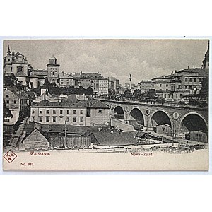 VARŠAVA. Nový – Zjazd. Značka v kosočtverci s písmeny A.K.W. č. 949. Kolem roku 1910. Černobílá. V dobrém stavu