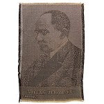 [STEFAN ŻEROMSKI]. Artistic silk fabric produced by “ARTOPOL.” Fabric dimensions: 13/20 cm...