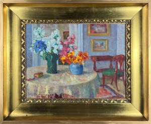 Zofia ALBINOWSKA-MINKIEWICZOWA (1886 Klagenfurt, Austria- 1971 Lwów), Kwiaty w salonie