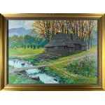 Leszek STAŃKO (1924, Sosnowiec – 2010, Katowice), Landscape with a Cottage