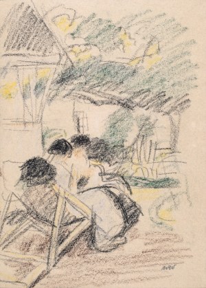 Wojciech WEISS (1875-1950), Scena w ogrodzie