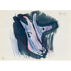 Jerzy PANEK (1918–2001), Hlava kozy, 1964 [14. srpna]. Kresba ze „Skicáře umělce – 1964“