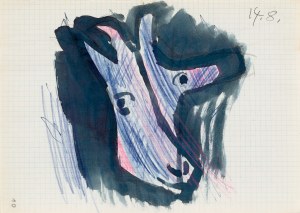 Jerzy PANEK (1918-2001), Głowa kozy, 1964 [14 sierpnia]. Rysunek ze 