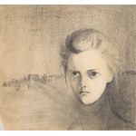 Emilia KNAUSÓWNA (1883-1924), Głowa kobiety (autoportret?) na tle pejzażu