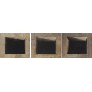 Ewa Zawadzka (b. 1950, Łask), “Landscapes Story VII” from the series “Walls of the World” (triptych), 2004