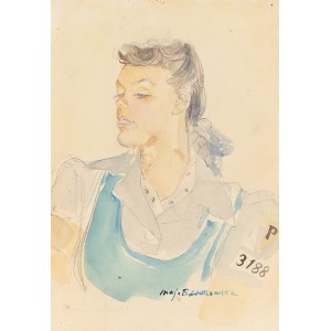 Maja Berezowska (1898 Baranovichi – 1978 Warsaw), Portrait of Halina Zofia Bella (The Angel of Death), 1943