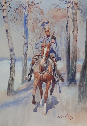 Zygmunt Rozwadowski (1870 Lwów - 1950 Zakopane), Ułan na koniu, 1918 r.