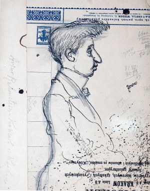 Józef Mehoffer (1869 Ropczyce k. Lwowa - 1946 Wadowice), Karykatura Artura Rubinsteina, 1916 r.