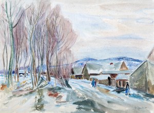 Henryk Epstein (1891 Łódź - 1944 Auschwitz), Wiejski krajobraz, l. 30.–40. XX w.