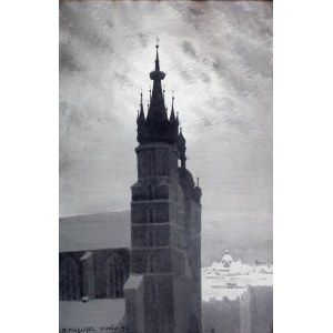 Stanisław Fabijański (1865 Paryż - 1947 Kraków), Wieże kościoła Mariackiego w Krakowie, 1921 r.