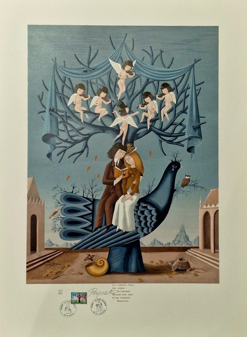 Peynet Raymond (1908-1999) Chanson D'automne (Jesienna Piosenka) z cyklu „Les Amoureux” (Zakochani) 1985