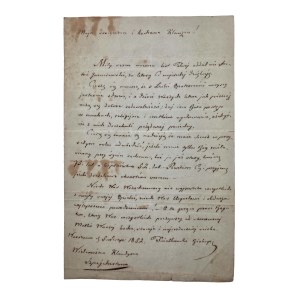 Bishop Antoni Melchior FIJAŁKOWSKI’s handwritten LETTER to Klaudyna Fijałkowska [his niece], dated Warsaw, November 5, 1852.