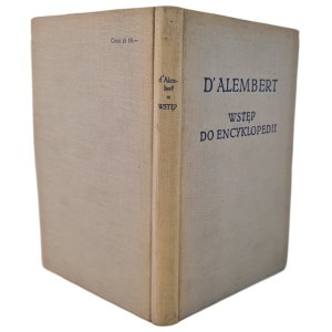 D'ALEMBERT, Jean le Rond - INTRODUCTION TO THE ENCYCLOPEDIA, 1954 ed. [first edition]