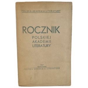 YEARBOOK OF THE POLISH ACADEMY OF LITERATURE 1933–1936, published in 1937