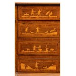 Walnut chest of drawers with figurative inlays - Piedmont, 18th century