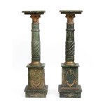 Pair of green marble columns - 19th century