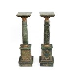 Pair of green marble columns - 19th century