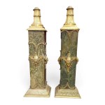 Pair of Empire-style marble and bronze floor lamp bases - France, late 19th century