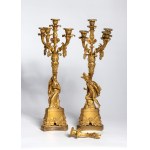 Pair of French gilded bronze candlesticks - France, mid-19th century