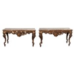 Pair of Louis XV-style side tables in carved and gilded wood - Central Italy, first half of 19th century