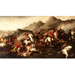 Painting depicting a battle scene between European and Ottoman cavalry - 19th century