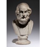 Bust of a Greek philosopher (Homer?) in white marble - 19th century