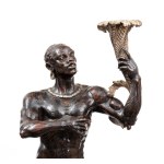 Torch holder in the shape of a Moor, carved and painted wood - Venice, 19th century