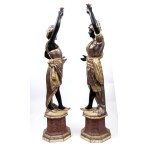 Pair of Venetian Moretto-style candle holders - Late 19th century - early 20th century