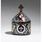 Copper pyx with polychrome enamel - France, 18th century