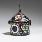 Copper pyx with polychrome enamel - France, 18th century