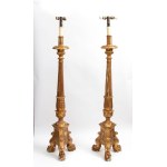 Pair of gilded wooden candlesticks - Italy, 18th century