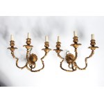 Pair of carved and gilded wooden wall sconces - Northern Italy, 19th century
